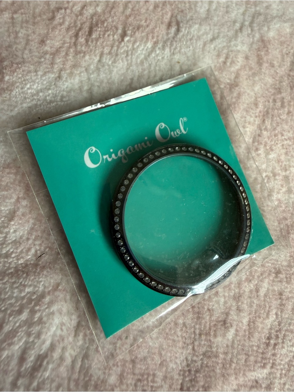 Origami Owl Large Silver Stone Black Locket Watch Face